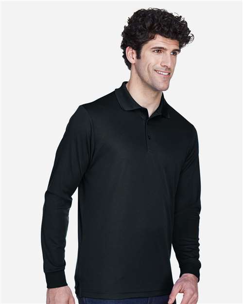Core 365 88192T Men's Tall Pinnacle Performance Long Sleeve Piqué Polo - Black - model side