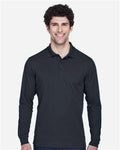 Core 365 88192T Men's Tall Pinnacle Performance Long Sleeve Piqué Polo - Carbon - model front