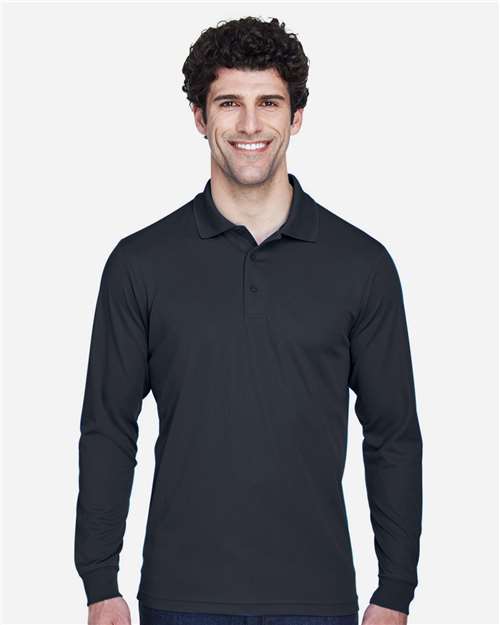 Core 365 88192T Men's Tall Pinnacle Performance Long Sleeve Piqué Polo - Carbon - model front