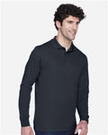 Core 365 88192T Men's Tall Pinnacle Performance Long Sleeve Piqué Polo - Carbon - model side