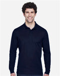 Core 365 88192T Men's Tall Pinnacle Performance Long Sleeve Piqué Polo - Classic Navy - model front