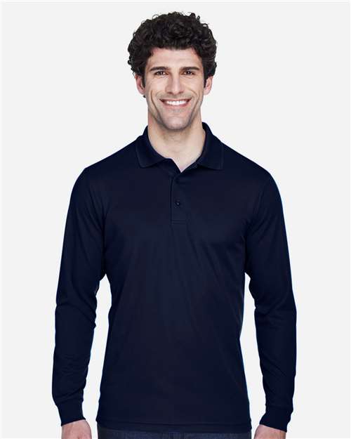 Core 365 88192T Men's Tall Pinnacle Performance Long Sleeve Piqué Polo - Classic Navy - model front