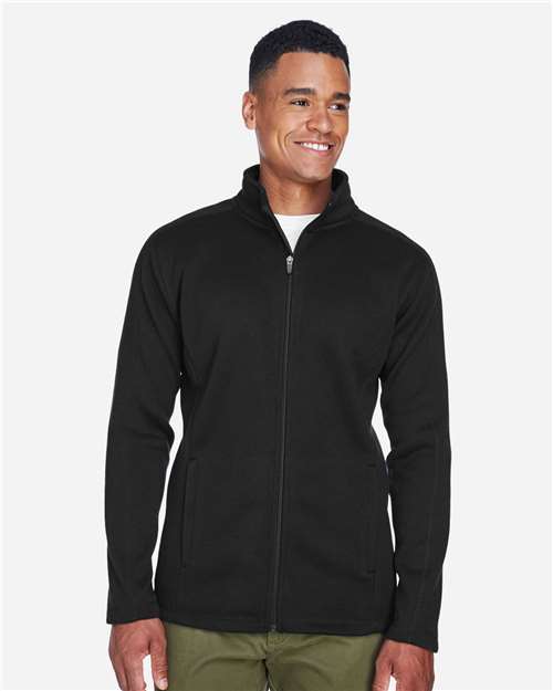Devon & Jones DG793 Men's Bristol Full-Zip Sweater Fleece Jacket - Black - model front