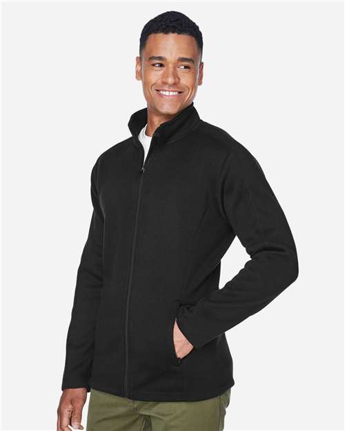 Devon & Jones DG793 Men's Bristol Full-Zip Sweater Fleece Jacket - Black - model side