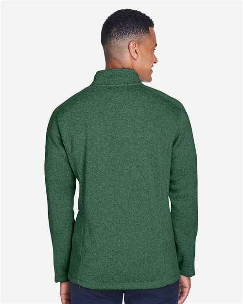 Devon & Jones DG793 Men's Bristol Full-Zip Sweater Fleece Jacket - Forest Heather - model back