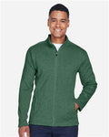 Devon & Jones DG793 Men's Bristol Full-Zip Sweater Fleece Jacket - Forest Heather - model front