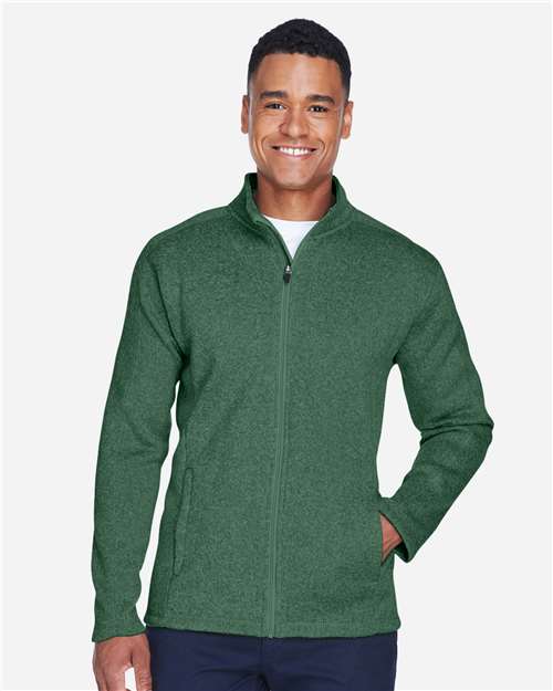 Devon & Jones DG793 Men's Bristol Full-Zip Sweater Fleece Jacket - Forest Heather - model front