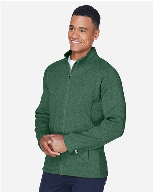 Devon & Jones DG793 Men's Bristol Full-Zip Sweater Fleece Jacket - Forest Heather - model side