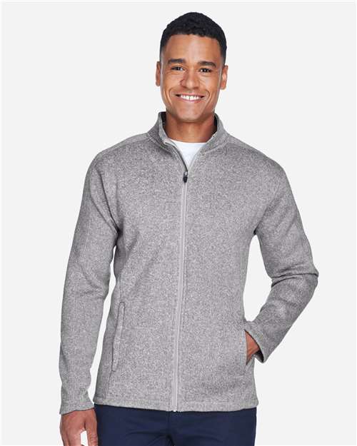Devon & Jones DG793 Men's Bristol Full-Zip Sweater Fleece Jacket - Grey Heather - model front
