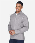 Devon & Jones DG793 Men's Bristol Full-Zip Sweater Fleece Jacket - Grey Heather - model side