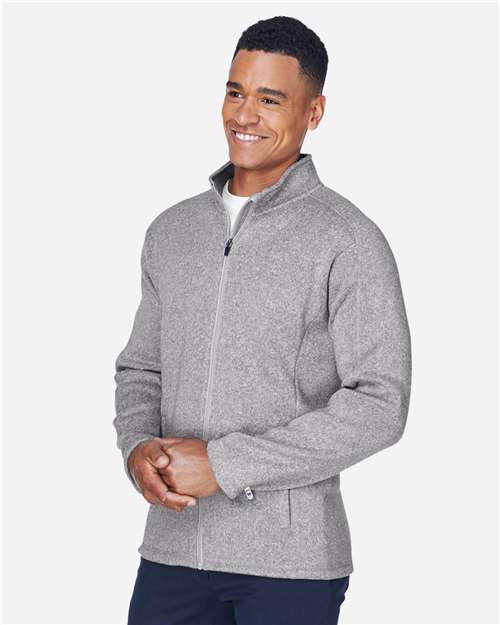 Devon & Jones DG793 Men's Bristol Full-Zip Sweater Fleece Jacket - Grey Heather - model side