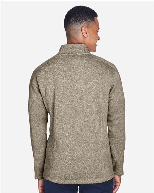 Devon & Jones DG793 Men's Bristol Full-Zip Sweater Fleece Jacket - Khaki Heather - model back