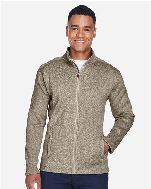 Devon & Jones DG793 Men's Bristol Full-Zip Sweater Fleece Jacket - Khaki Heather - model front