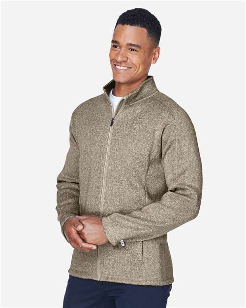 Devon & Jones DG793 Men's Bristol Full-Zip Sweater Fleece Jacket - Khaki Heather - model side