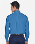 Devon & Jones D630 Men's Crown Collection Oxford Woven Dress Shirt - French Blue - model back