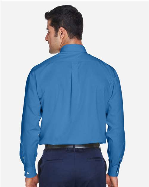 Devon & Jones D630 Men's Crown Collection Oxford Woven Dress Shirt - French Blue - model back