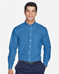 Devon & Jones D630 Men's Crown Collection Oxford Woven Dress Shirt - French Blue - model front