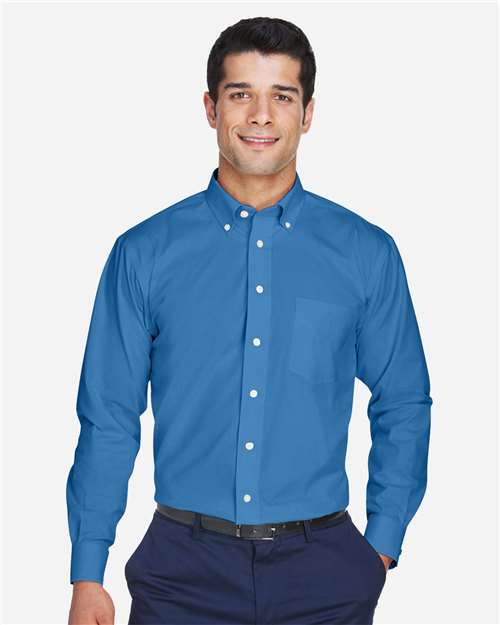Devon & Jones D630 Men's Crown Collection Oxford Woven Dress Shirt - French Blue - model front