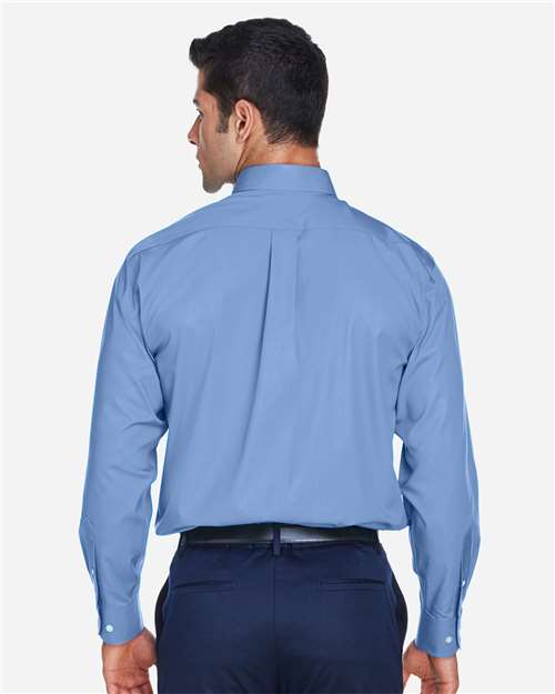 Devon & Jones D630 Men's Crown Collection Oxford Woven Dress Shirt - Light Blue - model back