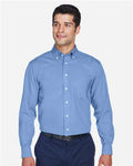Devon & Jones D630 Men's Crown Collection Oxford Woven Dress Shirt - Light Blue - model front