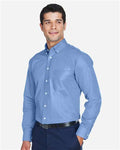 Devon & Jones D630 Men's Crown Collection Oxford Woven Dress Shirt - Light Blue - model side