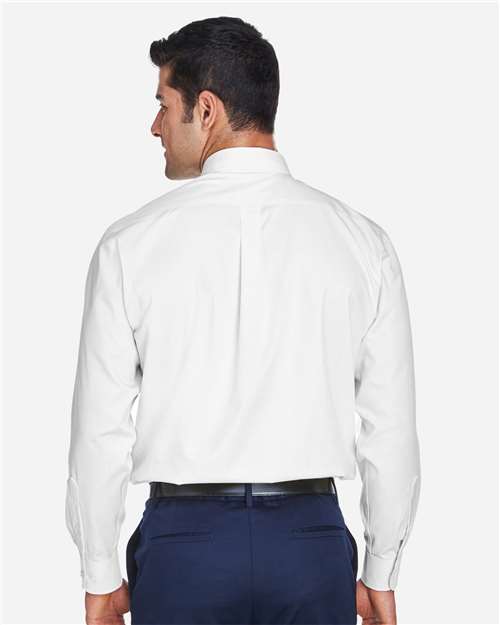 Devon & Jones D630 Men's Crown Collection Oxford Woven Dress Shirt - White - model back