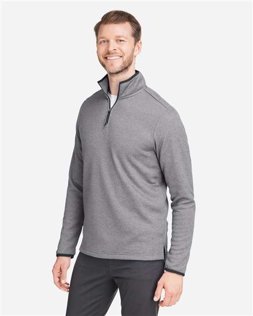 Core 365 CE73 Men's Venture Heathered Stripe Quarter-Zip Pullover - Black/ White - model side