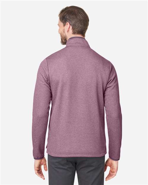 Core 365 CE73 Men's Venture Heathered Stripe Quarter-Zip Pullover - Burgundy/ White - model back