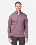 Core 365 CE73 Men's Venture Heathered Stripe Quarter-Zip Pullover - Burgundy/ White - model front