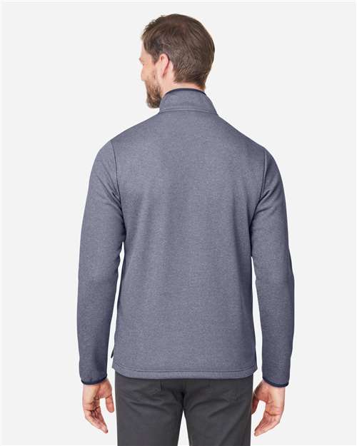Core 365 CE73 Men's Venture Heathered Stripe Quarter-Zip Pullover - Classic Navy/ White - model back