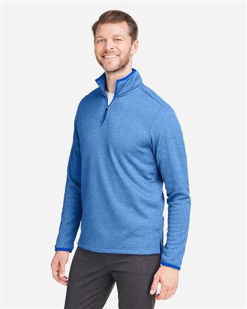 Core 365 CE73 Men's Venture Heathered Stripe Quarter-Zip Pullover - True Royal/ White - model side