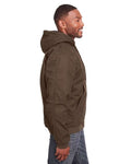 Berne Apparel HJ375 Men's Heartland Washed Cotton Duck Hooded Jacket - Bark - model side