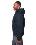 Berne Apparel HJ375 Men's Heartland Washed Cotton Duck Hooded Jacket - Black - model side