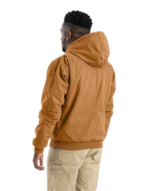 Berne Apparel HJ375 Men's Heartland Washed Cotton Duck Hooded Jacket - Brown Duck - model back
