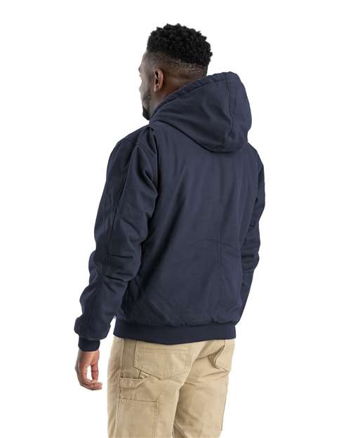 Berne Apparel HJ375 Men's Heartland Washed Cotton Duck Hooded Jacket - Navy - model back