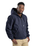Berne Apparel HJ375 Men's Heartland Washed Cotton Duck Hooded Jacket - Navy - model front