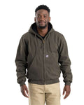 Berne Apparel HJ375 Men's Heartland Washed Cotton Duck Hooded Jacket - Olive Duck - model front