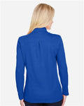 Devon & Jones DG20LW Women's CrownLux Performance Plaited Long Sleeve Polo - True Royal - model back