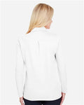 Devon & Jones DG20LW Women's CrownLux Performance Plaited Long Sleeve Polo - White - model back