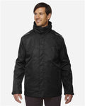 Core 365 88205T Men's Tall Region 3-in-1 Jacket with Fleece Liner - Black - model front