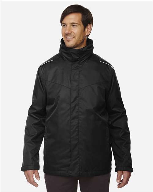 Core 365 88205T Men's Tall Region 3-in-1 Jacket with Fleece Liner - Black - model front