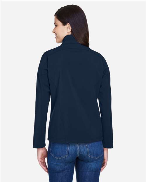 Core 365 78184 Women's Cruise Two-Layer Fleece Bonded Soft Shell Jacket - Classic Navy - model back