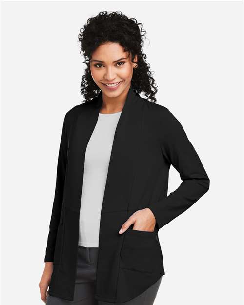Devon & Jones DP125W Women's Raleigh Stretch Cardigan - Black - model side