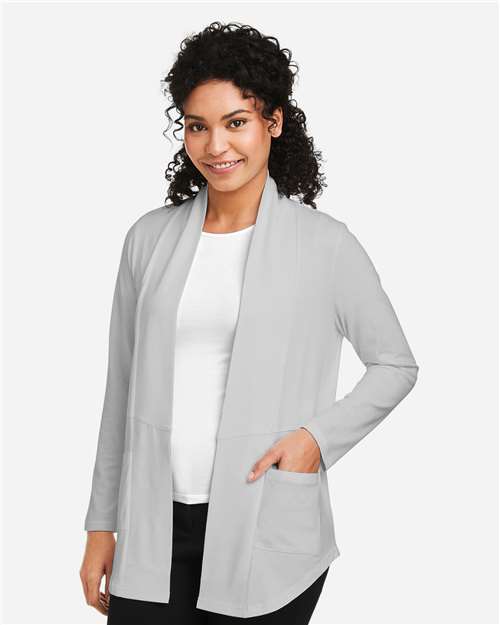 Devon & Jones DP125W Women's Raleigh Stretch Cardigan - Grey - model side