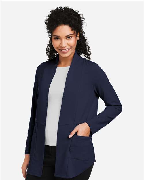 Devon & Jones DP125W Women's Raleigh Stretch Cardigan - Navy - model side