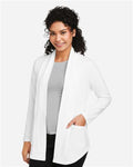 Devon & Jones DP125W Women's Raleigh Stretch Cardigan - White - model side