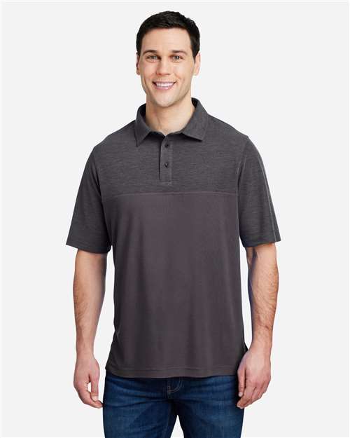 Core 365 CE112C Men's Fusion ChromaSoft Colorblock Polo - Carbon/ Carbon Heather - model front
