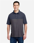 Core 365 CE112C Men's Fusion ChromaSoft Colorblock Polo - Carbon/ Classic Navy Heather - model front