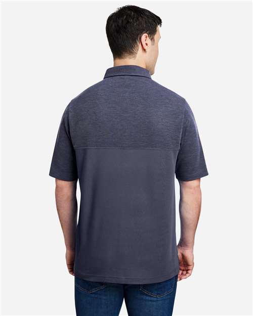 Core 365 CE112C Men's Fusion ChromaSoft Colorblock Polo - Classic Navy/ Classic Navy Heather - model back