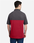 Core 365 CE112C Men's Fusion ChromaSoft Colorblock Polo - Classic Red/ Carbon Heather - model back